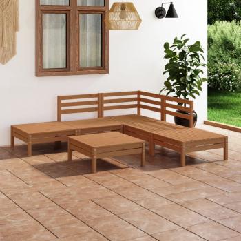 ARDEBO.de - 6-tlg. Garten-Lounge-Set Massivholz Kiefer Honigbraun