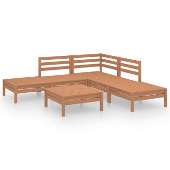 6-tlg. Garten-Lounge-Set Massivholz Kiefer Honigbraun