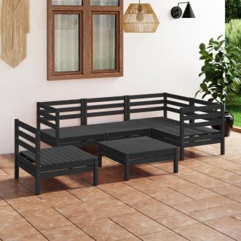 ARDEBO.de - 6-tlg. Garten-Lounge-Set Massivholz Kiefer Schwarz