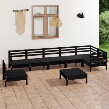 ARDEBO.de - 8-tlg. Garten-Lounge-Set Massivholz Kiefer Schwarz