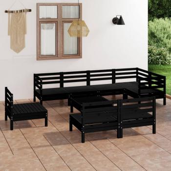 ARDEBO.de - 9-tlg. Garten-Lounge-Set Massivholz Kiefer Schwarz