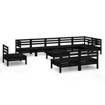 10-tlg. Garten-Lounge-Set Massivholz Kiefer Schwarz