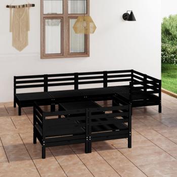 ARDEBO.de - 8-tlg. Garten-Lounge-Set Massivholz Kiefer Schwarz