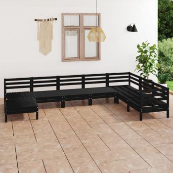 ARDEBO.de - 8-tlg. Garten-Lounge-Set Massivholz Kiefer Schwarz