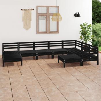 ARDEBO.de - 9-tlg. Garten-Lounge-Set Massivholz Kiefer Schwarz