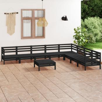 ARDEBO.de - 9-tlg. Garten-Lounge-Set Massivholz Kiefer Schwarz