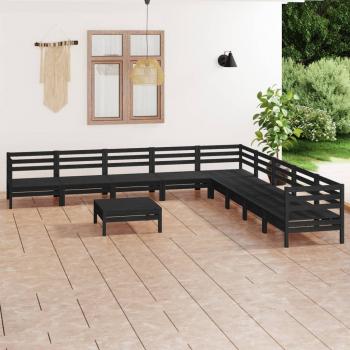 ARDEBO.de - 10-tlg. Garten-Lounge-Set Massivholz Kiefer Schwarz