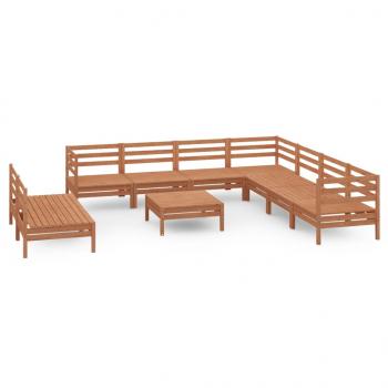 10-tlg. Garten-Lounge-Set Massivholz Kiefer Honigbraun