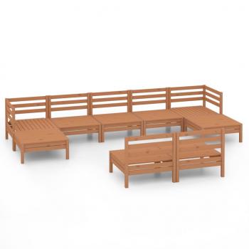 9-tlg. Garten-Lounge-Set Honigbraun Massivholz Kiefer