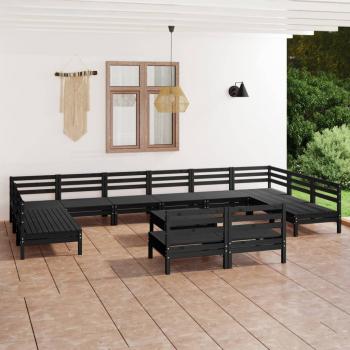 ARDEBO.de - 13-tlg. Garten-Lounge-Set Schwarz Massivholz Kiefer