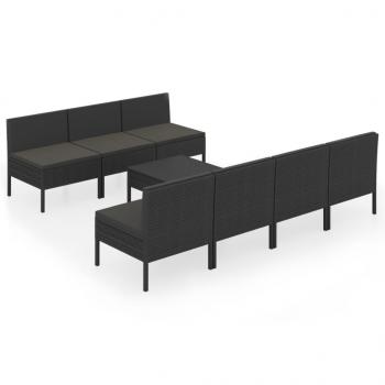 8-tlg. Garten-Lounge-Set mit Auflagen Poly Rattan Schwarz