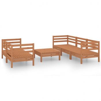 6-tlg. Garten-Lounge-Set Honigbraun Massivholz Kiefer