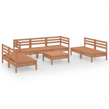 8-tlg. Garten-Lounge-Set Honigbraun Massivholz Kiefer