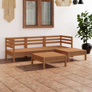 ARDEBO.de - 5-tlg. Garten-Lounge-Set Massivholz Kiefer Honigbraun