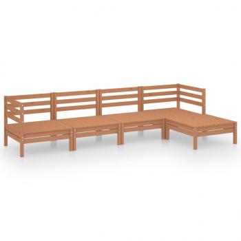 5-tlg. Garten-Lounge-Set Massivholz Kiefer Honigbraun