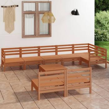 ARDEBO.de - 9-tlg. Garten-Lounge-Set Massivholz Kiefer Honigbraun