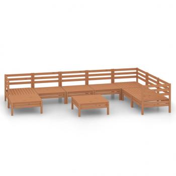 9-tlg. Garten-Lounge-Set Massivholz Kiefer Honigbraun