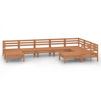 9-tlg. Garten-Lounge-Set Massivholz Kiefer Honigbraun