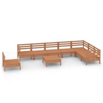 9-tlg. Garten-Lounge-Set Massivholz Kiefer Honigbraun