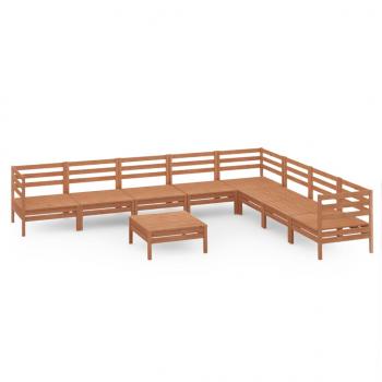 9-tlg. Garten-Lounge-Set Massivholz Kiefer Honigbraun