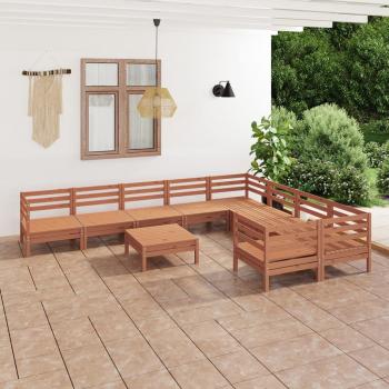 ARDEBO.de - 10-tlg. Garten-Lounge-Set Honigbraun Massivholz Kiefer