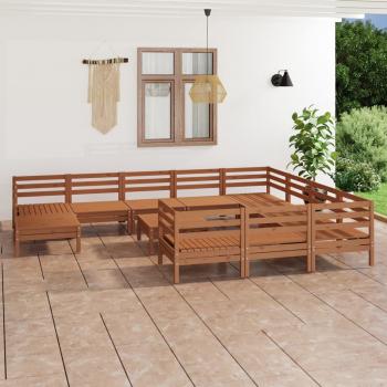 ARDEBO.de - 12-tlg. Garten-Lounge-Set Honigbraun Massivholz Kiefer