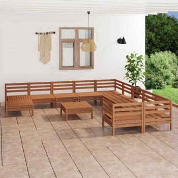 ARDEBO.de - 12-tlg. Garten-Lounge-Set Honigbraun Massivholz Kiefer