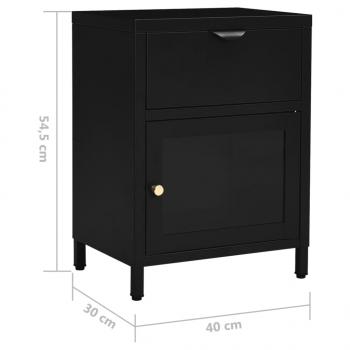 Nachttisch Schwarz 40x30x54,5 cm Stahl und Glas  