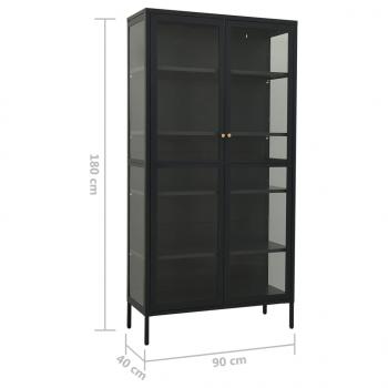 Vitrine Anthrazit 90x40x180 cm Stahl und Gehärtetes Glas  