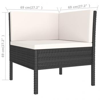 8-tlg. Garten-Lounge-Set mit Auflagen Poly Rattan Schwarz