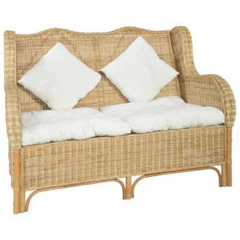 ARDEBO.de - 2-Sitzer-Sofa Natürliches Rattan und Leinen