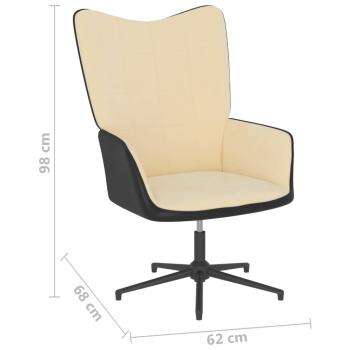 Relaxsessel mit Hocker Cremeweiß Samt und PVC