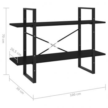 Bücherregal 2 Fächer Schwarz 100x30x70 cm Holzwerkstoff