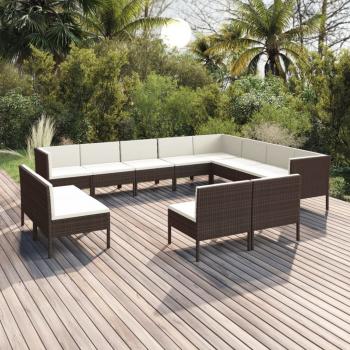 ARDEBO.de - 12-tlg. Garten-Lounge-Set mit Auflagen Poly Rattan Braun