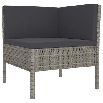 12-tlg. Garten-Lounge-Set mit Auflagen Poly Rattan Grau