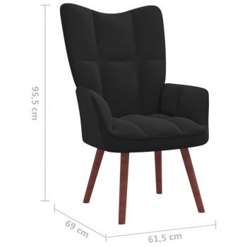 Relaxsessel mit Hocker Schwarz Samt