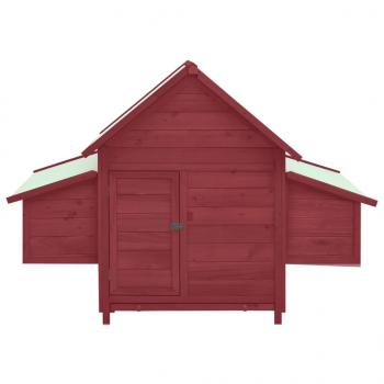 Hühnerstall Rot und Weiß 152x96x110 cm Massivholz Tanne