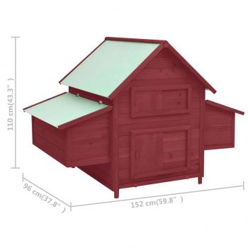 Hühnerstall Rot und Weiß 152x96x110 cm Massivholz Tanne