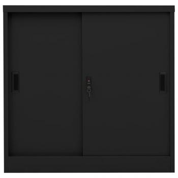 Büroschrank mit Schiebetür Schwarz 90x40x90 cm Stahl 