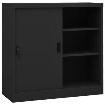 ARDEBO.de - Büroschrank mit Schiebetür Anthrazit 90x40x90 cm Stahl 