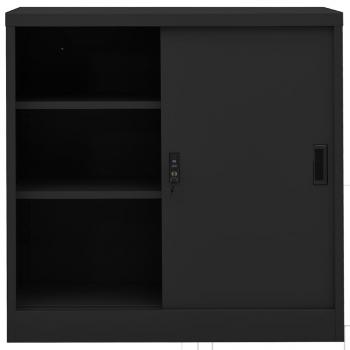 Büroschrank mit Schiebetür Anthrazit 90x40x90 cm Stahl 