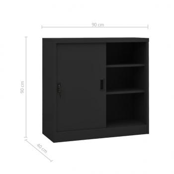 Büroschrank mit Schiebetür Anthrazit 90x40x90 cm Stahl 