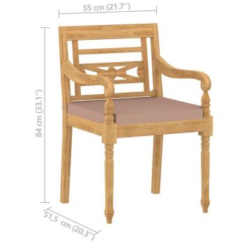 4-tlg. Garten-Lounge-Set mit Kissen Massivholz Teak