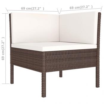 5-tlg. Garten-Lounge-Set mit Auflagen Poly Rattan Braun