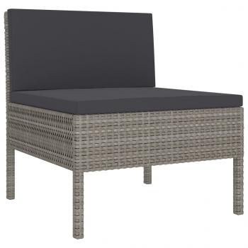 11-tlg. Garten-Lounge-Set mit Auflagen Poly Rattan Grau