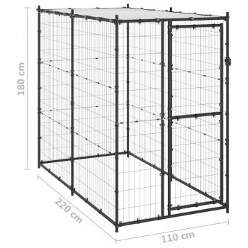 Outdoor-Hundezwinger Stahl mit Überdachung 110x220x180 cm