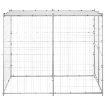 Outdoor-Hundezwinger mit Dach Verzinkter Stahl 110x220x180 cm