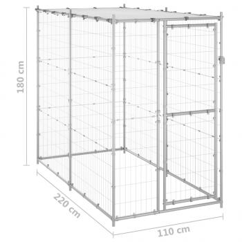 Outdoor-Hundezwinger mit Dach Verzinkter Stahl 110x220x180 cm