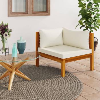 ARDEBO.de - Modulares Ecksofa mit Cremeweißen Kissen Akazienholz