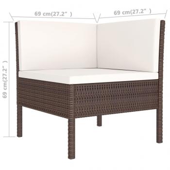 8-tlg. Garten-Lounge-Set mit Auflagen Poly Rattan Braun